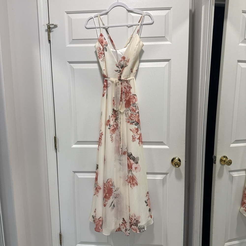 Lulu's Cream and Pink Floral Maxi Dress